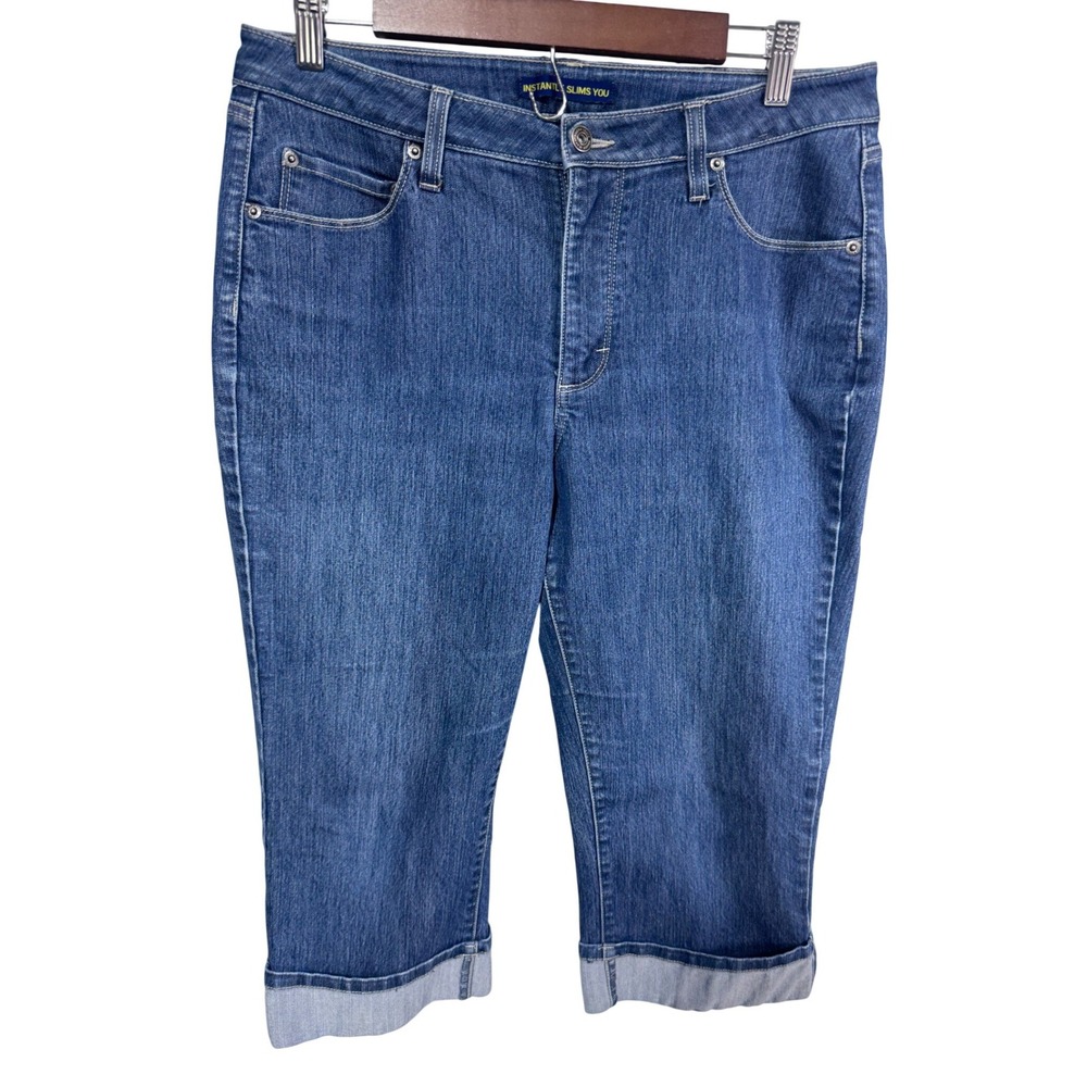 Riders 14M Blue Denim Cuffed Capris Women's Instantly Slims You